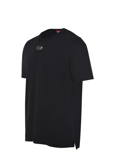 Diesel Just' Black Crewneck T-shirt With Logo Detail In Cotton