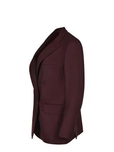 Max Mara Double-breasted Wool Blazer Jackets Bordeaux In Burgundy
