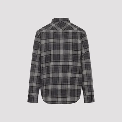 Off-white Dark Grey Cotton Spray Book Check Flan Reg Shirt In Animal Print