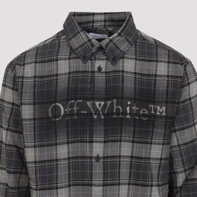 Off-white Dark Grey Cotton Spray Book Check Flan Reg Shirt In Animal Print