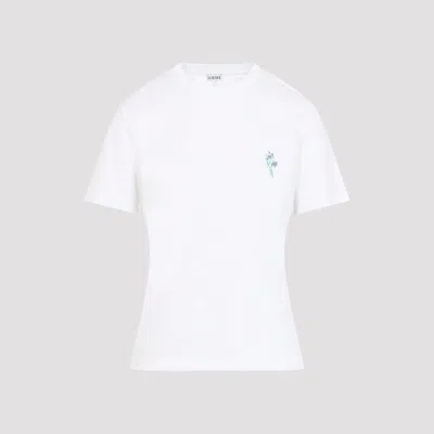 Loewe Floral-embroidered Short-sleeved T-shirt In White