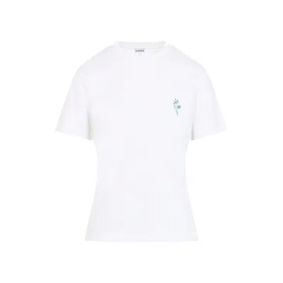 Loewe Floral-embroidered Short-sleeved T-shirt In White