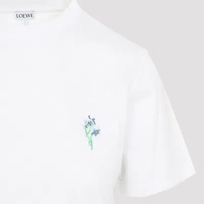Loewe Floral-embroidered Short-sleeved T-shirt In White