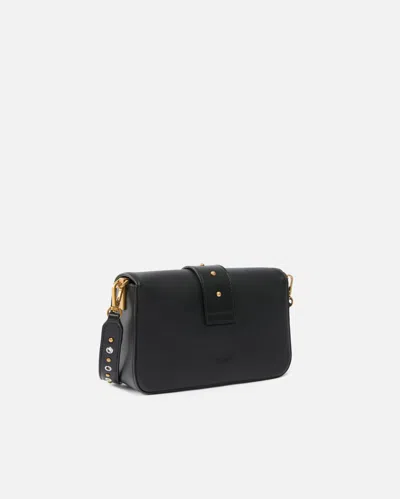 Pinko Mini Love Bag Slouchy Shoulder Bag In Leather With Two Straps In Black