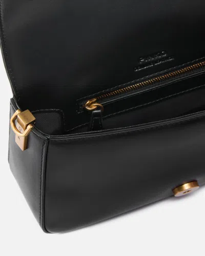 Pinko Mini Love Bag Slouchy Shoulder Bag In Leather With Two Straps In Black
