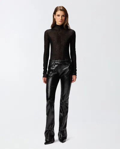 Pinko Rocio Trousers With Shiny Finish And Belt Loops In Black