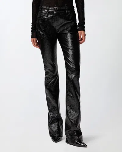 Pinko Rocio Trousers With Shiny Finish And Belt Loops In Black