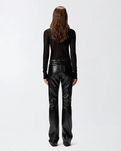 Pinko Rocio Trousers With Shiny Finish And Belt Loops In Black
