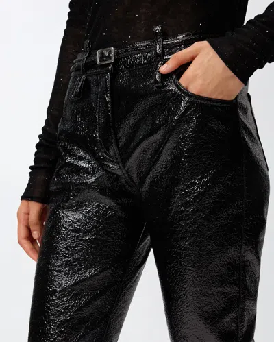 Pinko Rocio Trousers With Shiny Finish And Belt Loops In Black