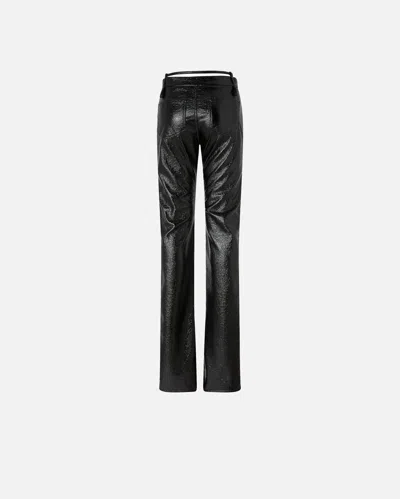 Pinko Rocio Trousers With Shiny Finish And Belt Loops In Black