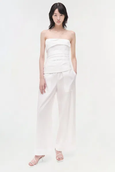 Simkhai Emerson Ruched Bustier Top In White