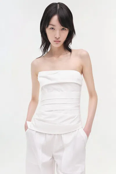 Simkhai Emerson Ruched Bustier Top In White