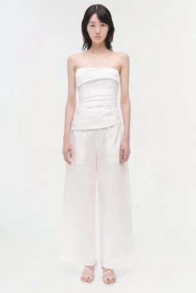 Simkhai Emerson Ruched Bustier Top In White