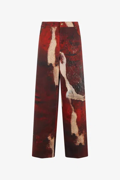 Roberto Cavalli Red Faded-dye Effect Denim Jeans In Multi