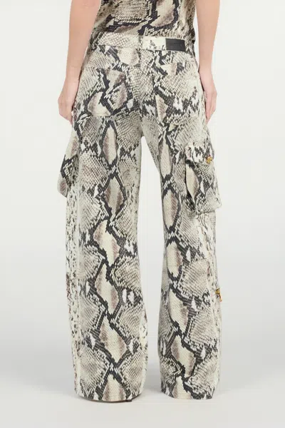 Roberto Cavalli Rock Cargo Jeans With Python Print In Animal Print