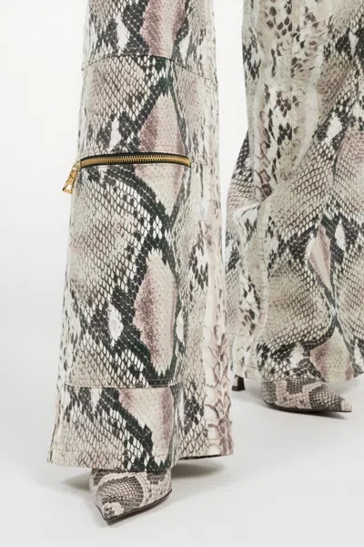 Roberto Cavalli Rock Cargo Jeans With Python Print In Animal Print