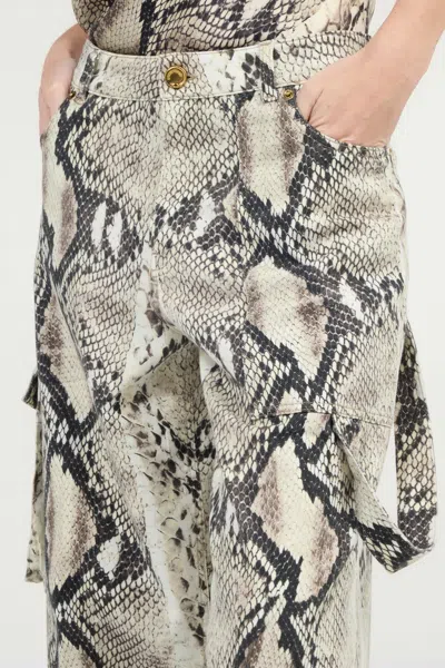 Roberto Cavalli Rock Cargo Jeans With Python Print In Animal Print