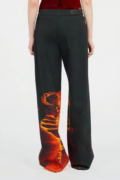 Roberto Cavalli Stretch Denim Jeans With Lava Print In Animal Print