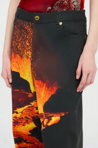 Roberto Cavalli Stretch Denim Jeans With Lava Print In Animal Print