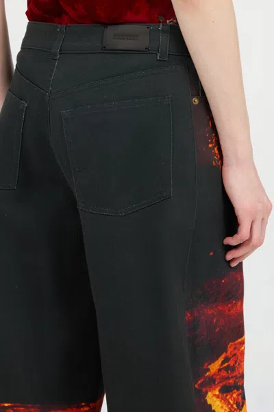 Roberto Cavalli Stretch Denim Jeans With Lava Print In Animal Print