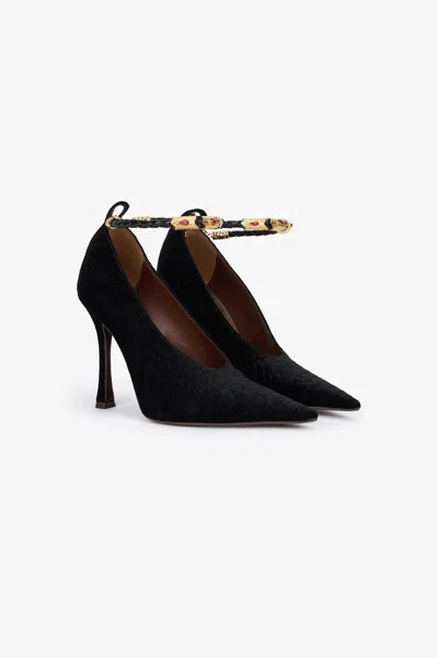 Roberto Cavalli Black Pumps With Strap In Black