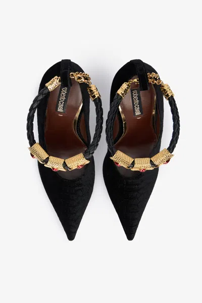 Roberto Cavalli Black Pumps With Strap In Black