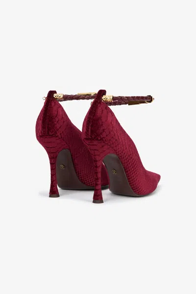 Roberto Cavalli Burgundy Pumps With Strap In Red