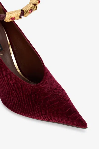 Roberto Cavalli Burgundy Pumps With Strap In Red