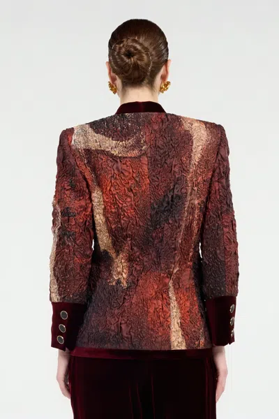 Roberto Cavalli Red Silk Jacket With Marble Print In Red