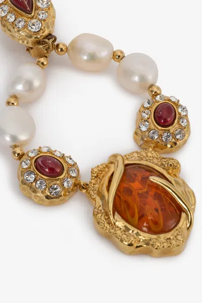 Roberto Cavalli Pearl Embellished Chandelier Earrings In Gold