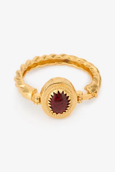 Roberto Cavalli Golden Bangle With Ruby Stone In Gold