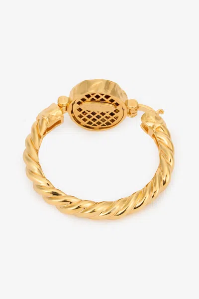 Roberto Cavalli Golden Bangle With Ruby Stone In Gold