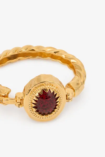 Roberto Cavalli Golden Bangle With Ruby Stone In Gold