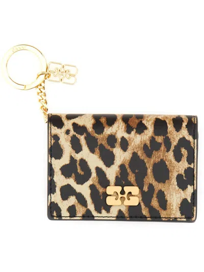 Ganni Bou Card Holder With Animal Motif In Multi