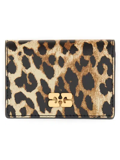 Ganni Bou Card Holder With Animal Motif In Multi