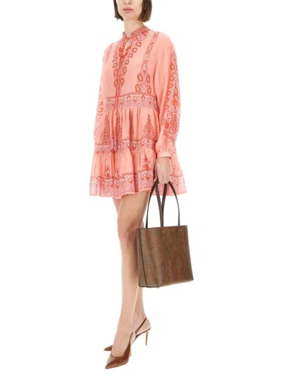 Etro Paisley Print Mini Dress In Pink