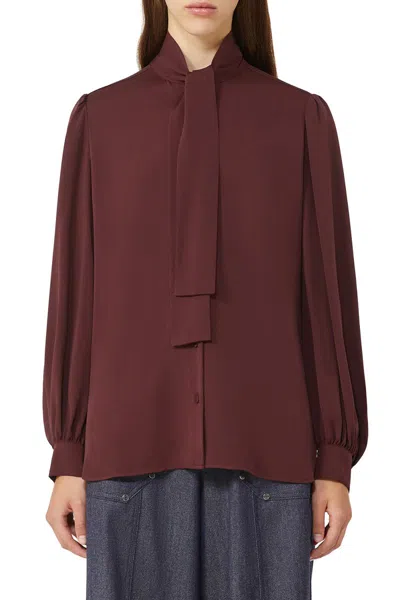 Max Mara Silk Charmeuse Shirt In Red