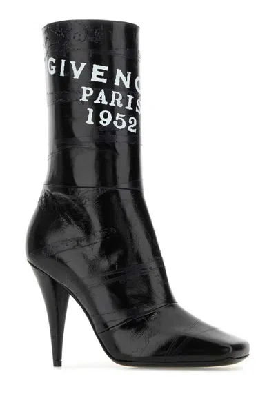 Givenchy Sliced Square Patent Leather Ankle Boots In Black