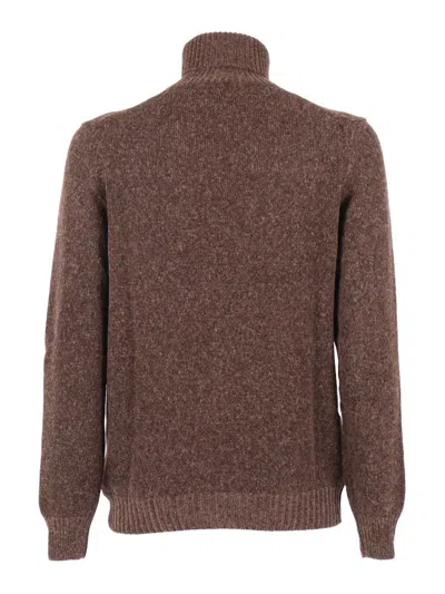 Sette Fili Cashmere Finely Knit Turtleneck Sweater With Soft Texture In Brown