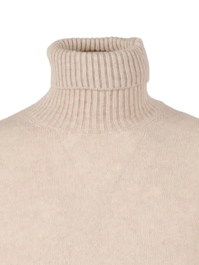 Sette Fili Cashmere Finely Knit Turtleneck Sweater With Smooth Texture In Neutral