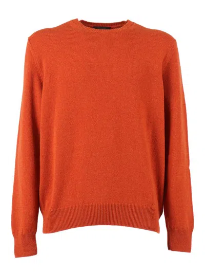 Slowear Zanone Neutrals Knit Sweater With Minimalist Design And Soft Texture In Orange