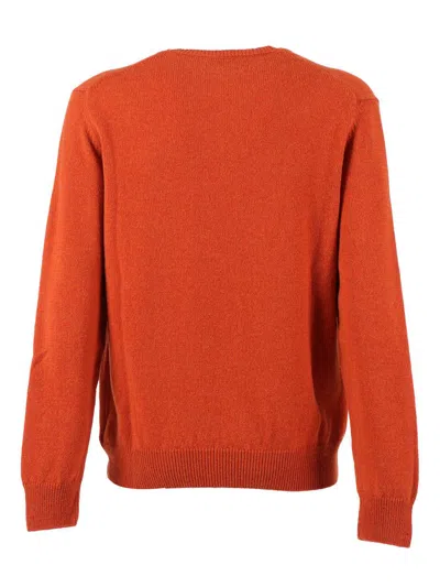 Slowear Zanone Neutrals Knit Sweater With Minimalist Design And Soft Texture In Orange