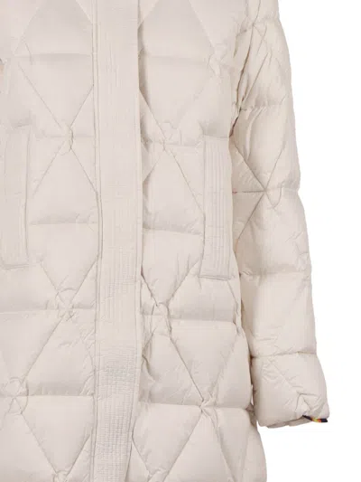 K-way Quilted Thermo Microfiber Coat With Adjustable Hood In Neutral