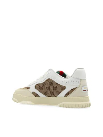 Gucci Men Re-web Low-top Leather And Suede Sneakers With Gg Supreme Fabric Inserts In Animal Print