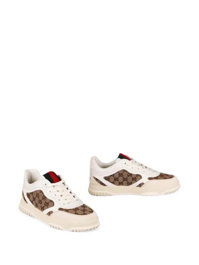 Gucci Men Re-web Low-top Leather And Suede Sneakers With Gg Supreme Fabric Inserts In Animal Print