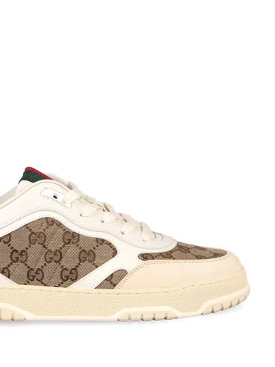 Gucci Men Re-web Low-top Leather And Suede Sneakers With Gg Supreme Fabric Inserts In Animal Print