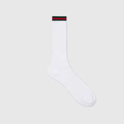 Gucci Cotton Blend Socks With Web Detail In White