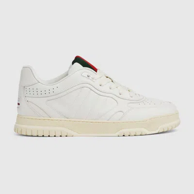 Gucci Men Re-web Leather Sneakers In White
