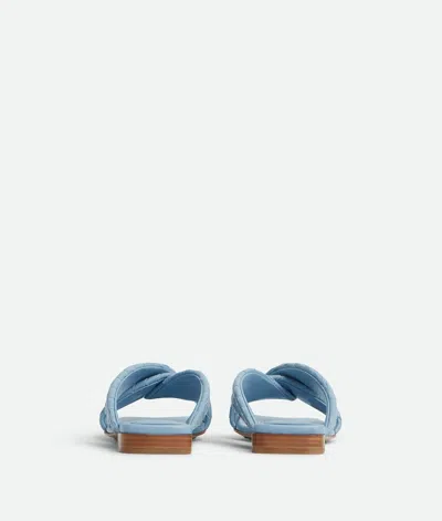 Bottega Veneta Riva Intrecciato Flat Mule Sandals In Blue