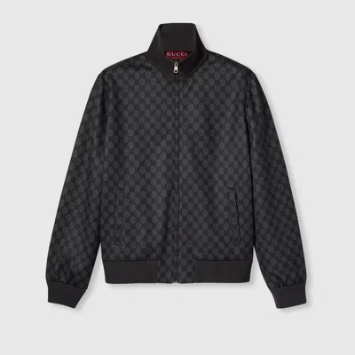 Gucci Grey Sweatshirt With High Neck And All-over Gg Print In Tech Fabric Woman In Multi